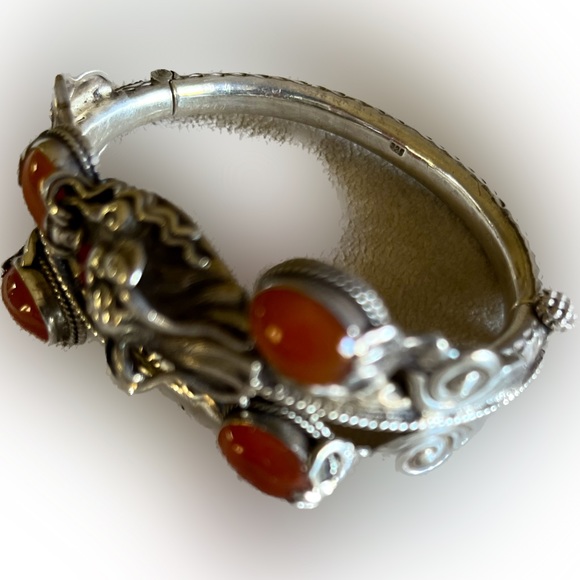 Carnilian Silver Dragon Bracelet
